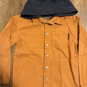 Stylish Kids Orange Jean Jacket with Black Hood